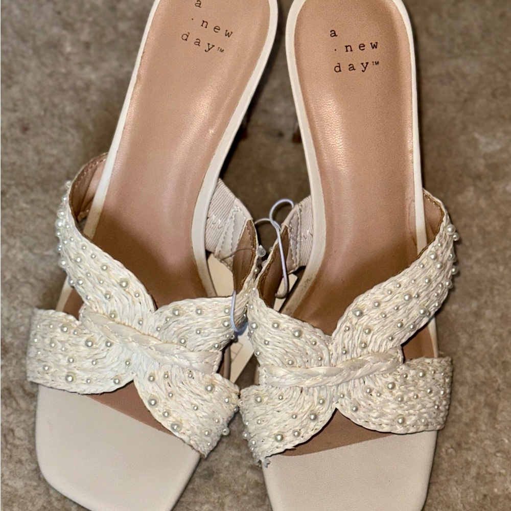 NWT a new day Ivory Embellished Heels - Picture 2 of 4